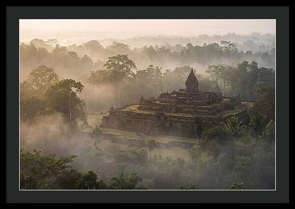 Terraced Temple Complex Rising Through Mist
