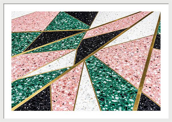 Terrazzo Floor Detail In Pink And Green