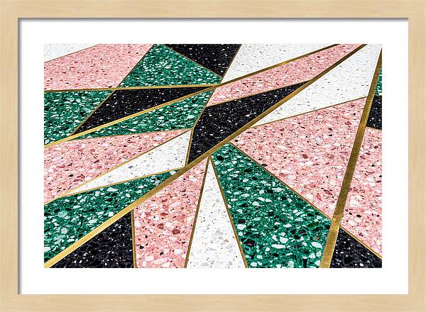 Terrazzo Floor Detail In Pink And Green