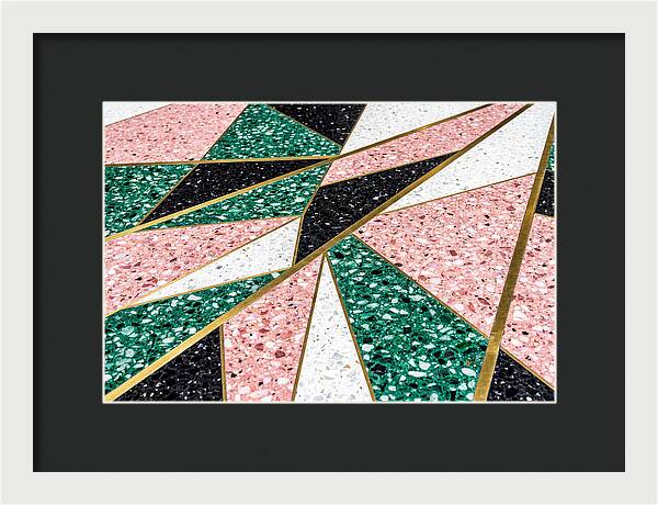 Terrazzo Floor Detail In Pink And Green