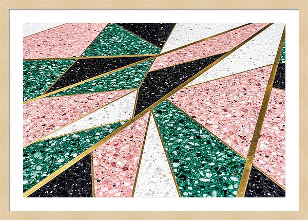 Terrazzo Floor Detail In Pink And Green