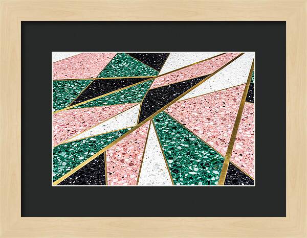 Terrazzo Floor Detail In Pink And Green