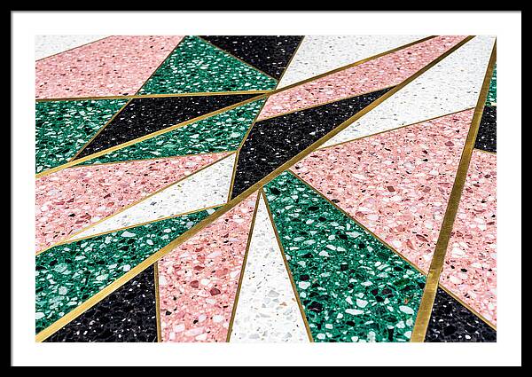 Terrazzo Floor Detail In Pink And Green