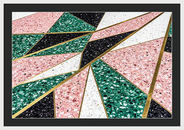 Terrazzo Floor Detail In Pink And Green
