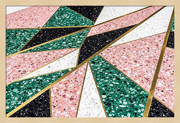Terrazzo Floor Detail In Pink And Green
