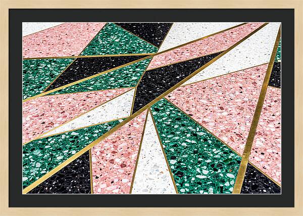 Terrazzo Floor Detail In Pink And Green