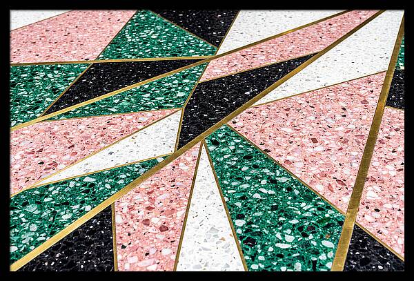 Terrazzo Floor Detail In Pink And Green