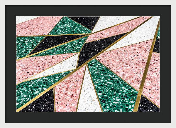 Terrazzo Floor Detail In Pink And Green