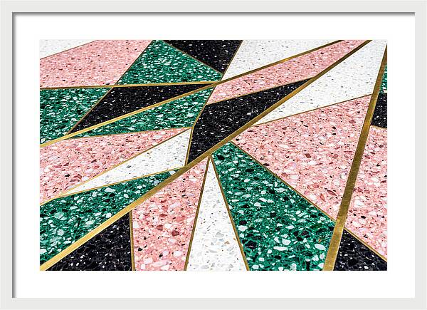 Terrazzo Floor Detail In Pink And Green
