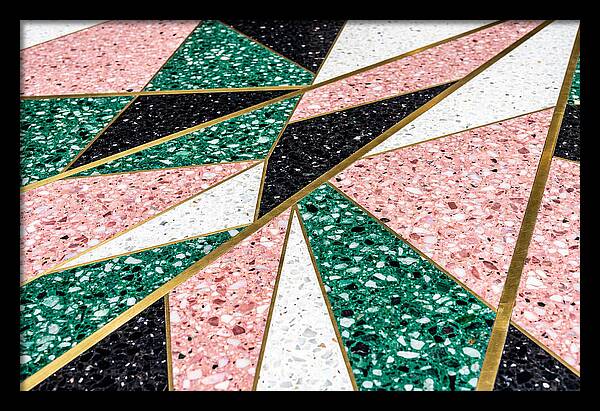Terrazzo Floor Detail In Pink And Green