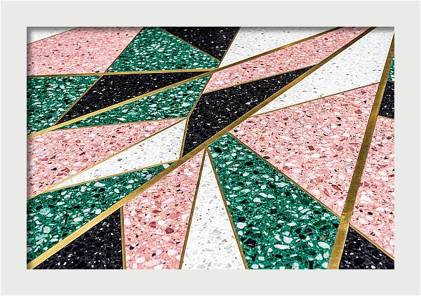 Terrazzo Floor Detail In Pink And Green