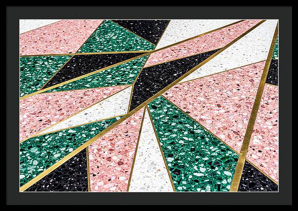 Terrazzo Floor Detail In Pink And Green