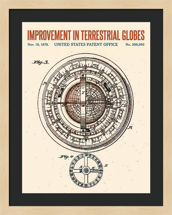 Terrestrial Globe Retro Patent Us209993