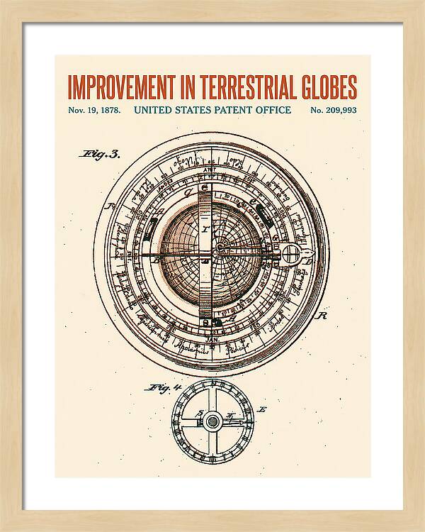 Terrestrial Globe Retro Patent Us209993