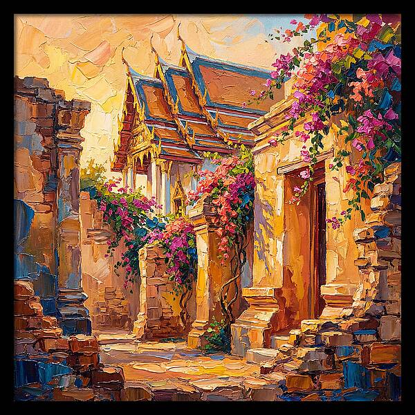 Thai Temple Amidst Blossoms