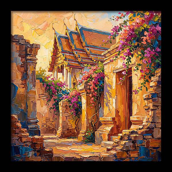 Thai Temple Amidst Blossoms