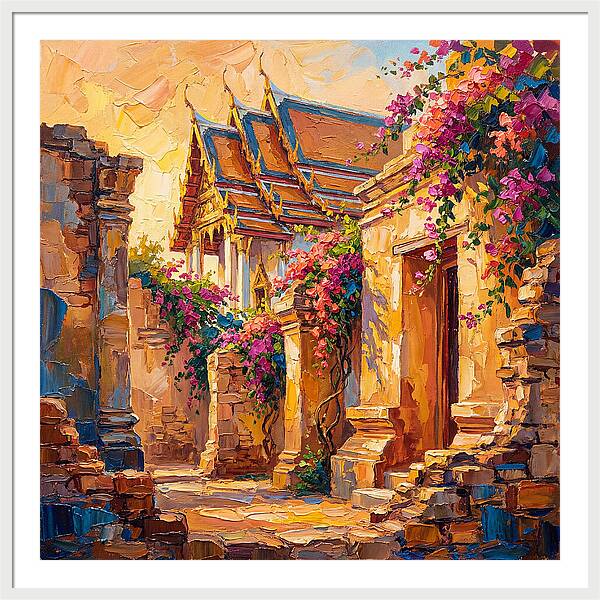 Thai Temple Amidst Blossoms