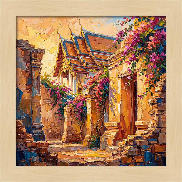 Thai Temple Amidst Blossoms
