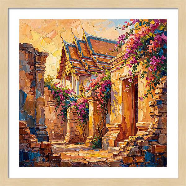 Thai Temple Amidst Blossoms
