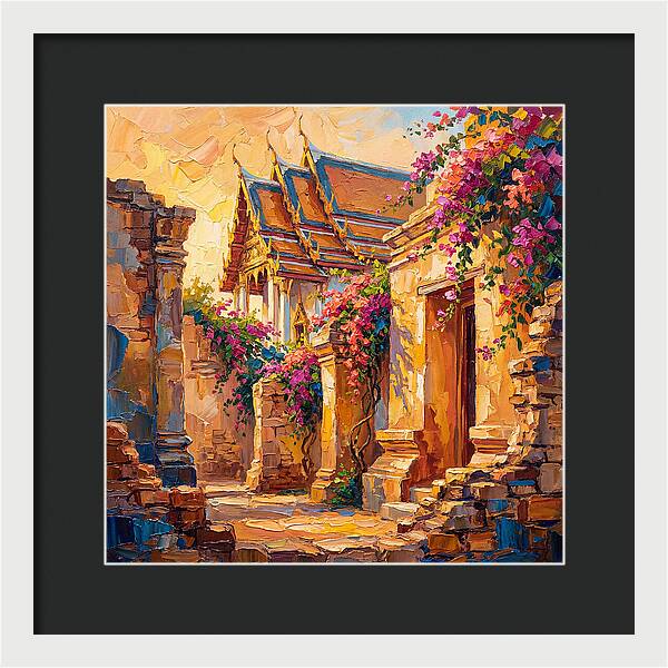 Thai Temple Amidst Blossoms