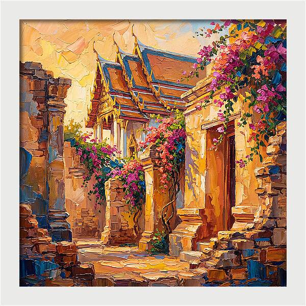 Thai Temple Amidst Blossoms