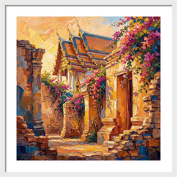 Thai Temple Amidst Blossoms