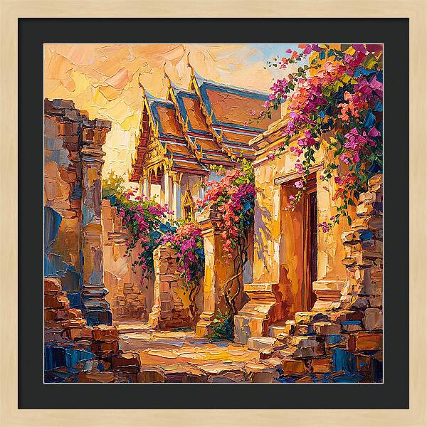 Thai Temple Amidst Blossoms