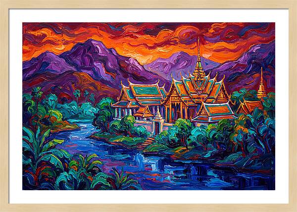 Thai Temple At Sunset