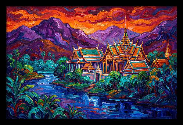 Thai Temple At Sunset
