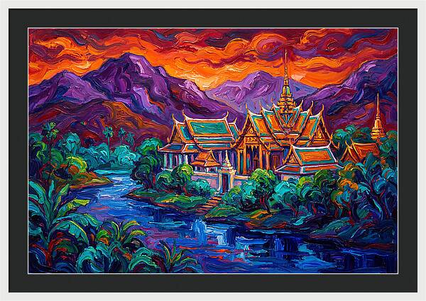 Thai Temple At Sunset