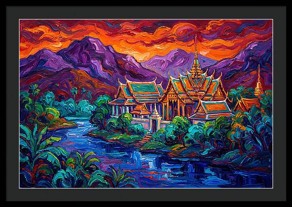 Thai Temple At Sunset