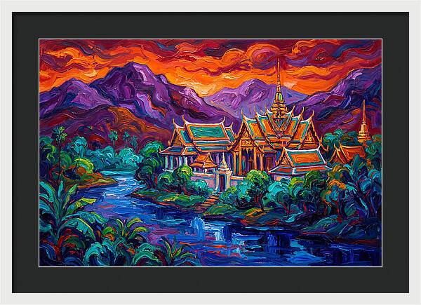Thai Temple At Sunset