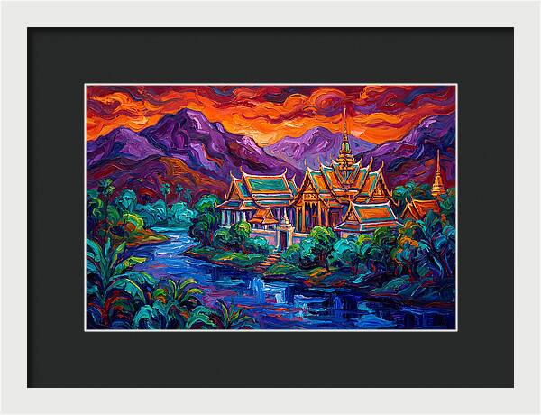 Thai Temple At Sunset