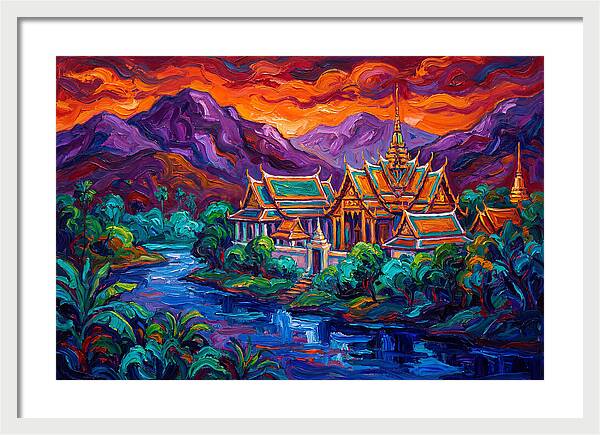 Thai Temple At Sunset
