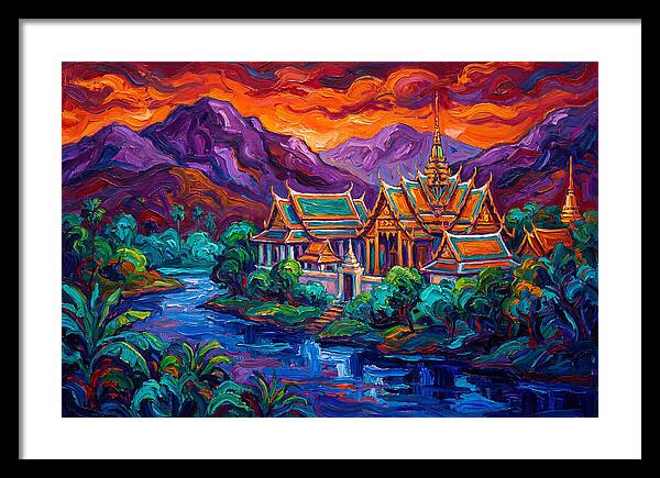 Thai Temple At Sunset