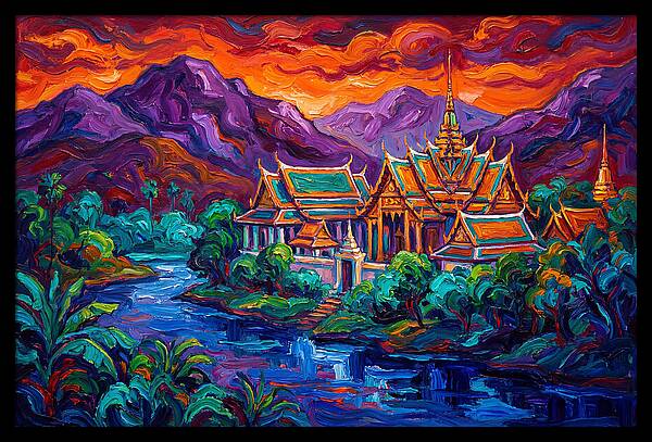 Thai Temple At Sunset
