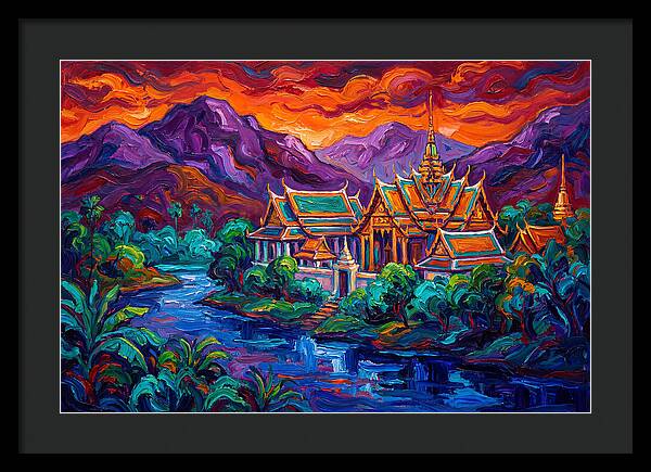 Thai Temple At Sunset