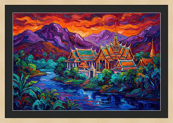 Thai Temple At Sunset
