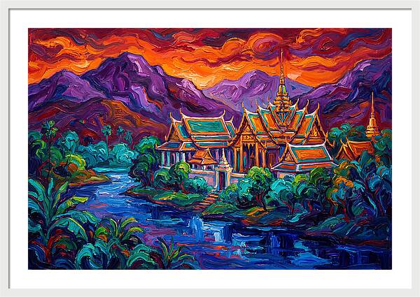 Thai Temple At Sunset