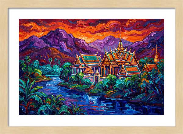 Thai Temple At Sunset