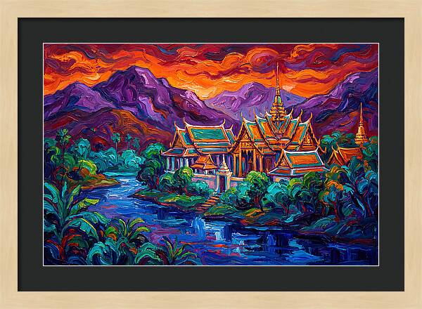 Thai Temple At Sunset