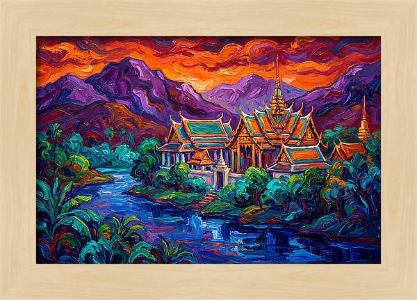 Thai Temple At Sunset