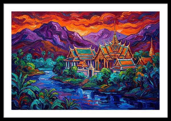Thai Temple At Sunset