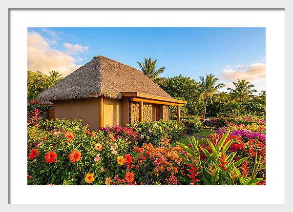 Thatched Roof Cottage Surrounded By Blooms