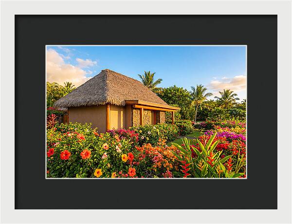 Thatched Roof Cottage Surrounded By Blooms