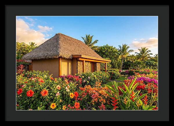 Thatched Roof Cottage Surrounded By Blooms