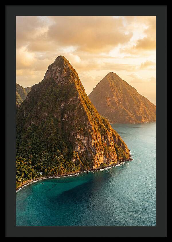 The Pitons At Golden Hour