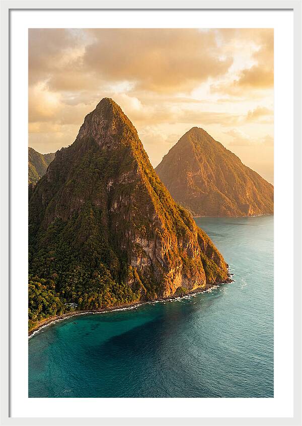 The Pitons At Golden Hour