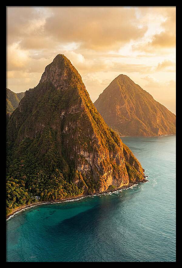 The Pitons At Golden Hour