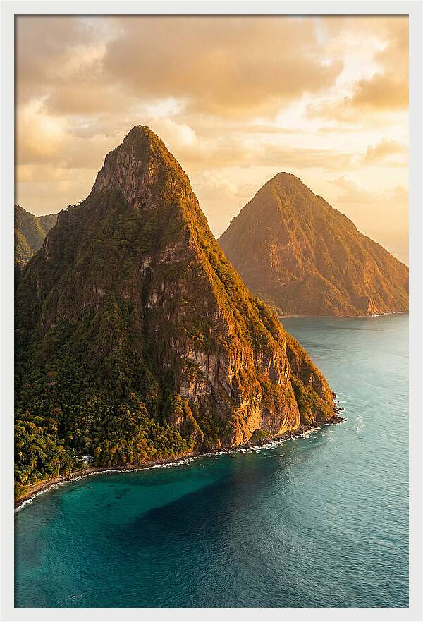 The Pitons At Golden Hour